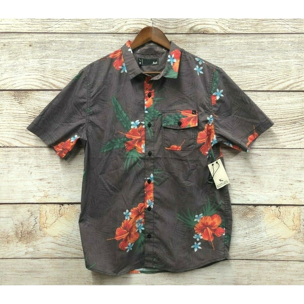 Lost Tropical Shirt Mens Size Medium Wallflower Woven Classic Fit Floral New
